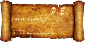 Petik Elemér névjegykártya